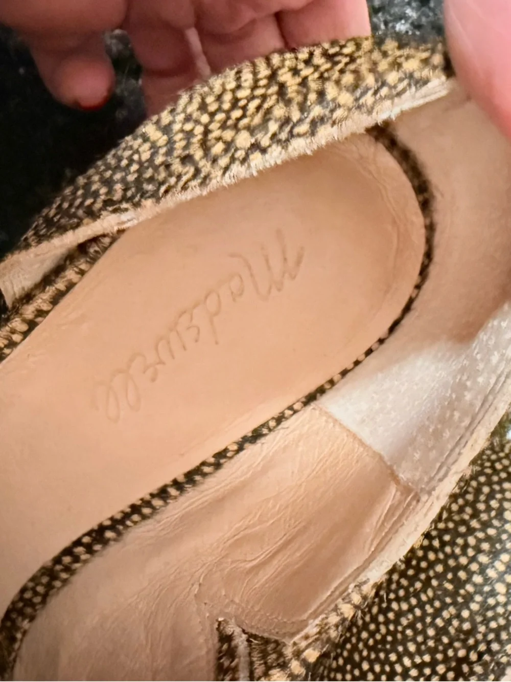 Madewell Size 9 Genuine Calf Hair Loafer Booties Animal Print Block Heel - Picture 9 of 12